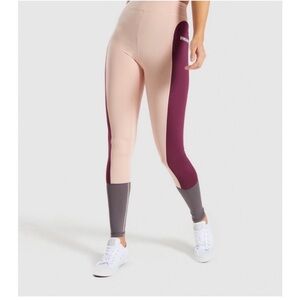 Gymshark Women's Colorblock Leggings - Cream, Burgundy, Gray